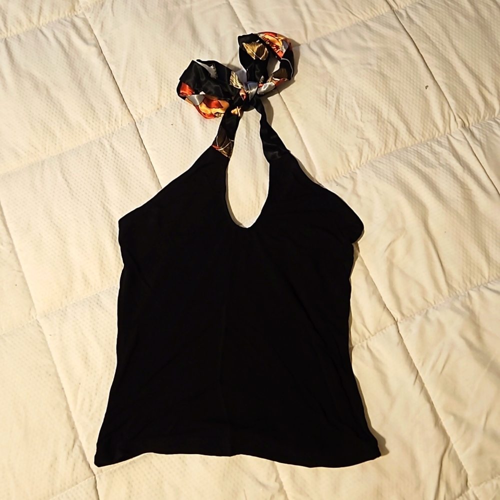Black Halter Neck Tank Top